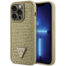 Capa Guess com logotipo metálico triangular e strass para iPhone 11 Pro Max Gold Capa Guess com logotipo metálico triangular e strass para iPhone 11 Pro Max Gold