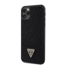 Capa Guess com logotipo metálico triangular e strass para iPhone 11 Pro Max preta Capa Guess com logotipo metálico triangular e strass para iPhone 11 Pro Max preta