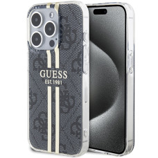 Capa Guess Apple iPhone 15 Pro Max capa rigida IML 4G Gold Stripe preta Capa Guess Apple iPhone 15 Pro Max capa rigida IML 4G Gold Stripe preta